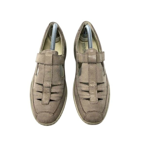 Waldlaufer Beige Leather Comfort Shoes Size 8 Wide Adjustable Strap Casual - Picture 4 of 9